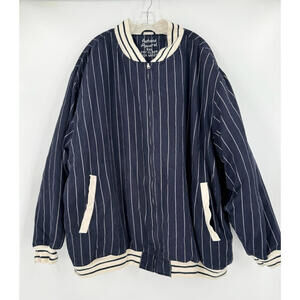 Fathead Apparel Katt Williams Mens Blue Striped Quilted Bomber Jacket Sz 5XL